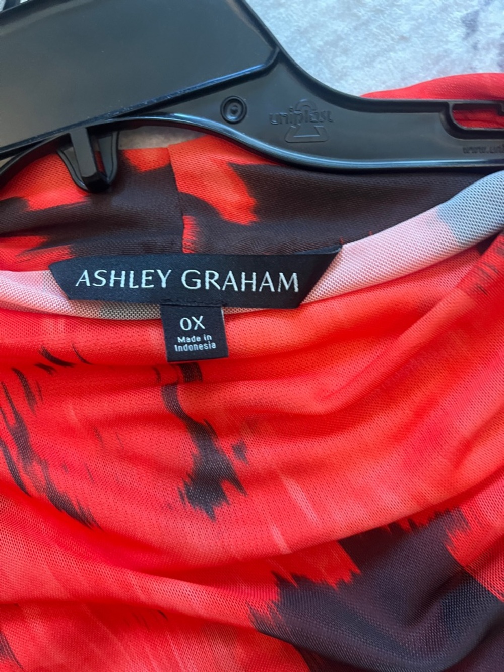 Ashley Graham Orange and Black Floral-Print Long Sleeve Midi Dress - Picture 3 of 7